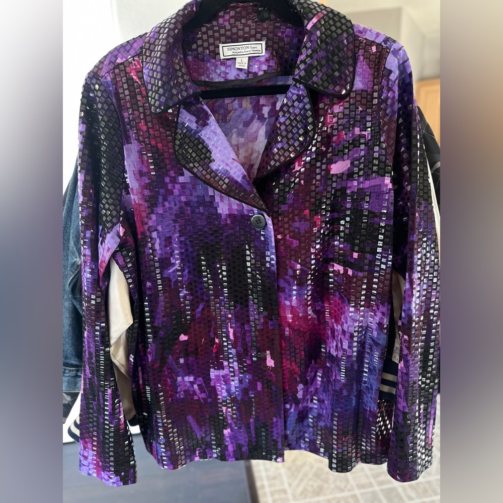 Women's Purple Sequin Blazer by SIMONTON SAYS